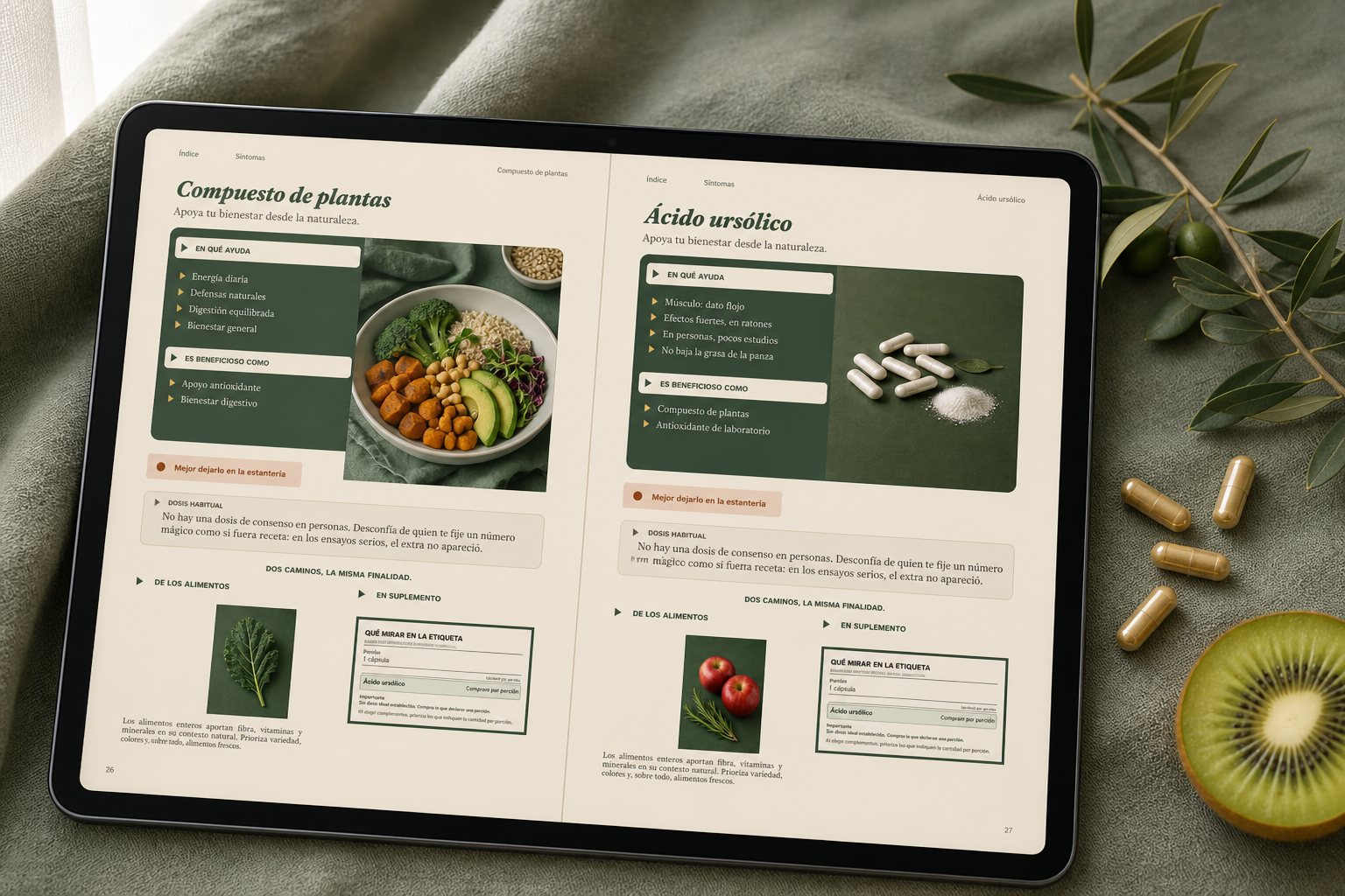 Tablet con una ficha interior del libro